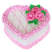 a pink heart cake